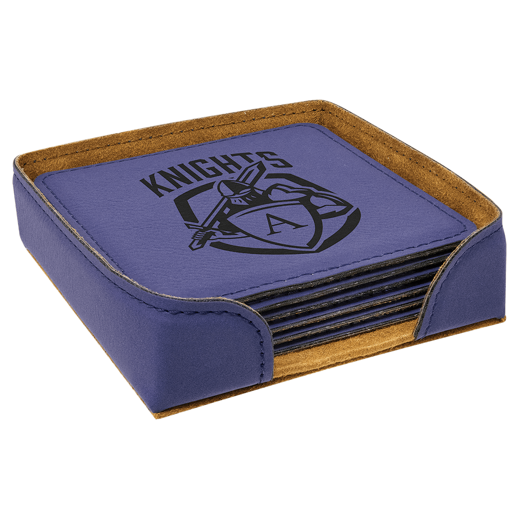 4" x 4" Square Laserable Leatherette 6-Coaster Set