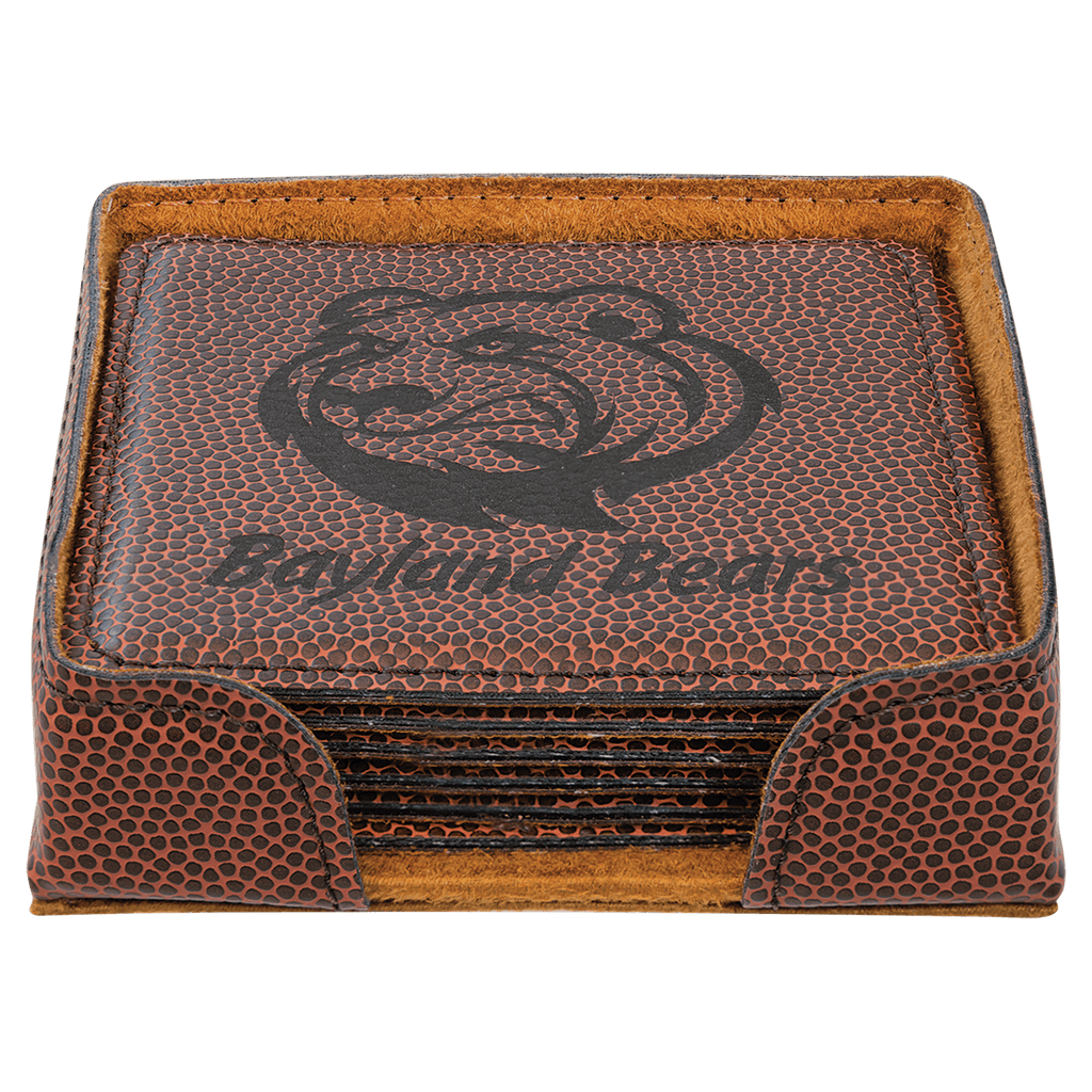 4" x 4" Football Square Laserable Leatherette 6