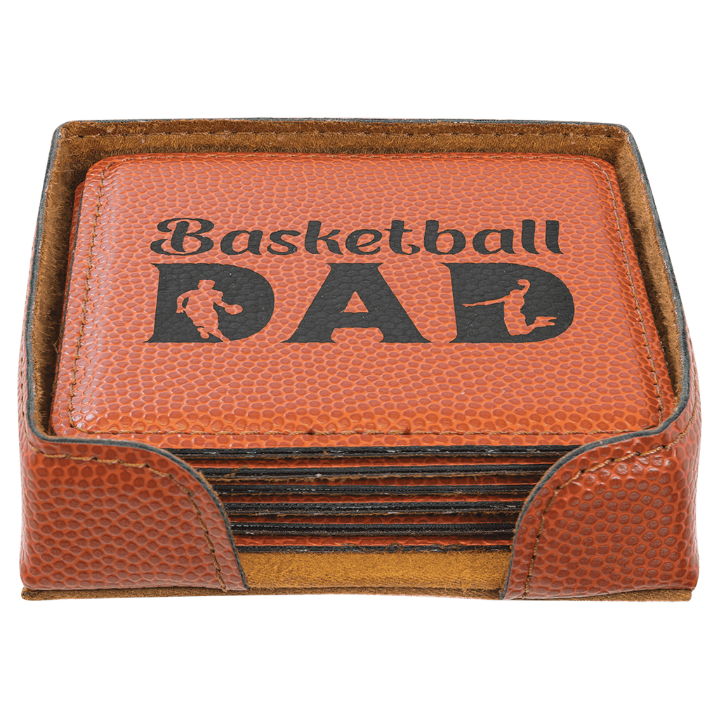 4" x 4" Basketball Square Laserable Leatherette 6