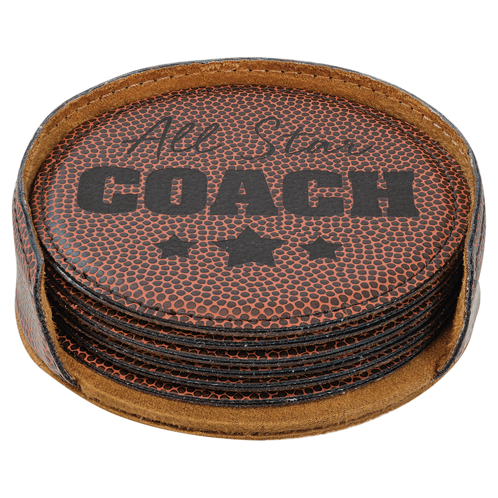 4" Football Round Laserable Leatherette 6