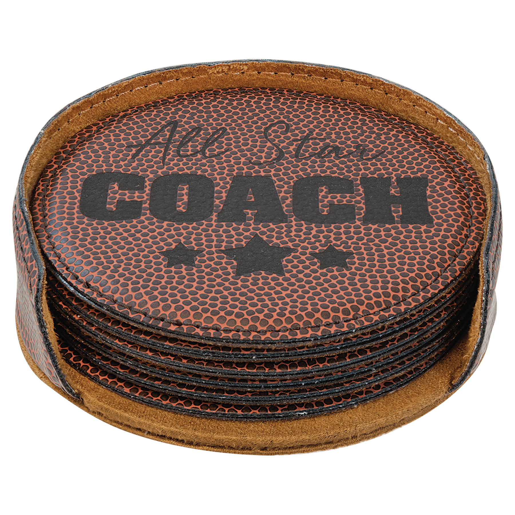 4" Football Round Laserable Leatherette 6