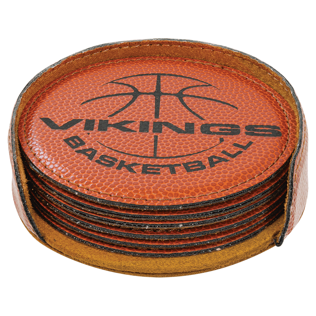 4" Basketball Round Laserable Leatherette 6