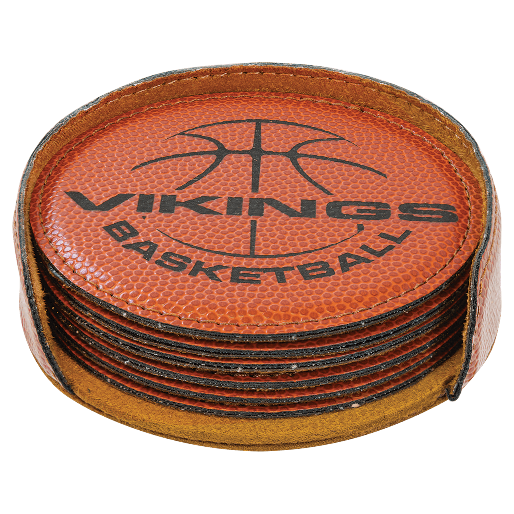 4" Basketball Round Laserable Leatherette 6
