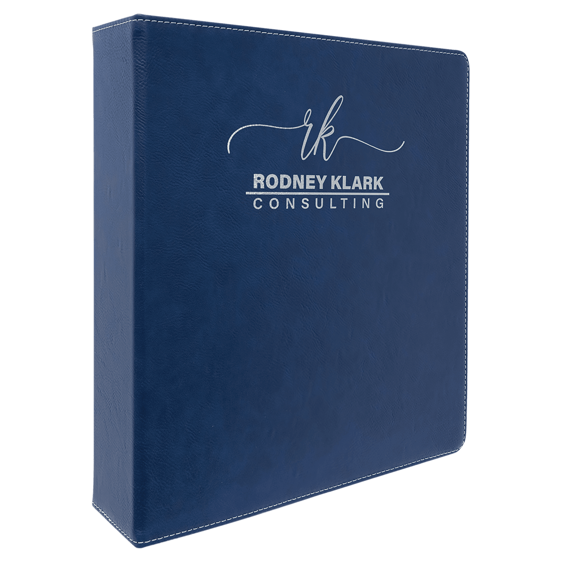 11" x 11 1/2"/Silver Laserable Leatherette 3 Ring Binder with 2" Slant D Rings
