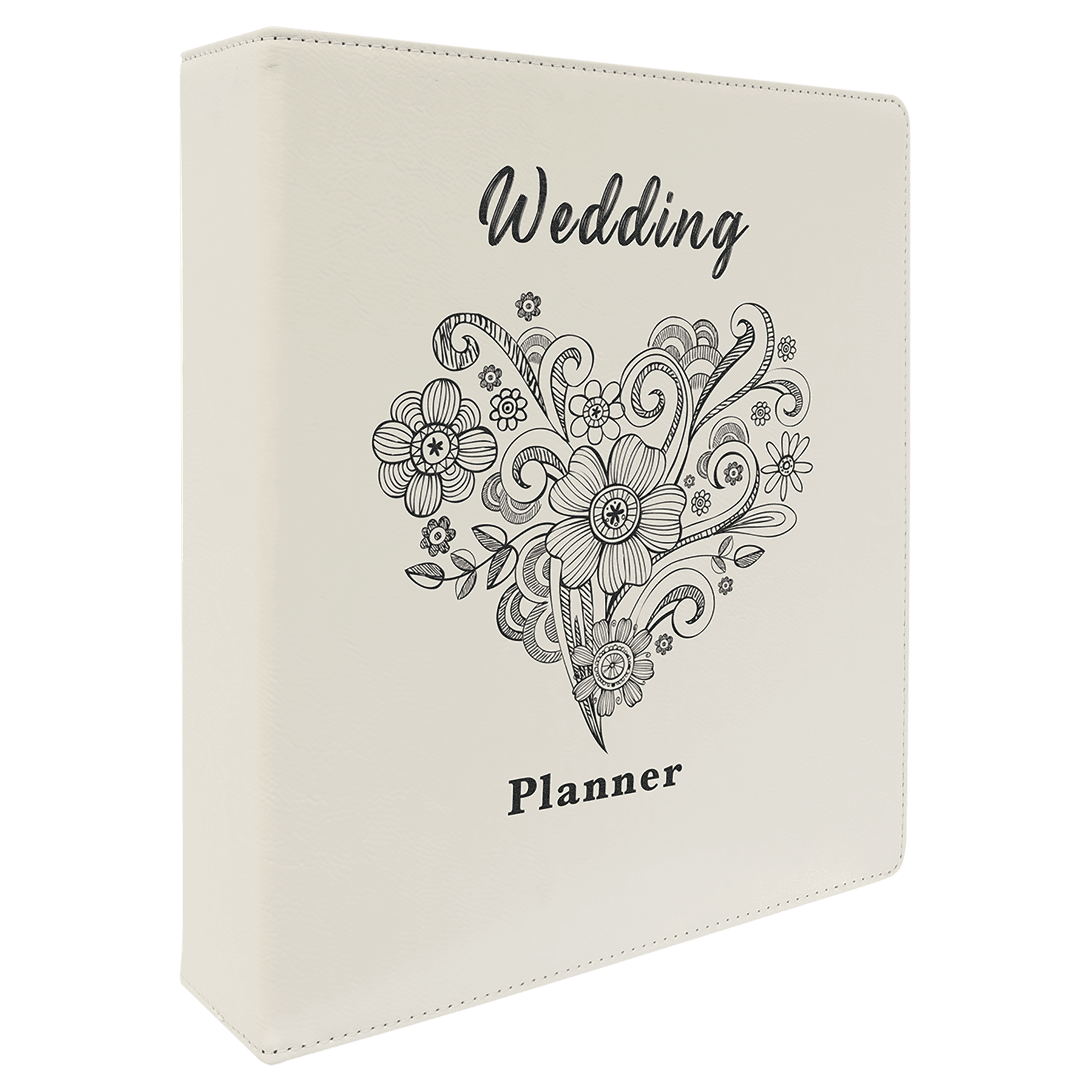11" x 11 1/2"/Black Laserable Leatherette 3 Ring Binder with 2" Slant D Rings