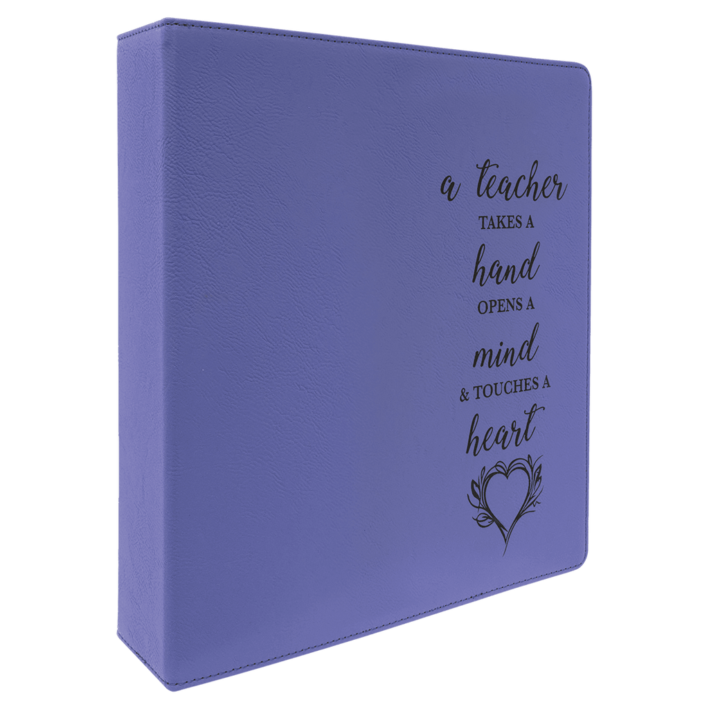 11" x 11 1/2"/Black Laserable Leatherette 3 Ring Binder with 2" Slant D Rings