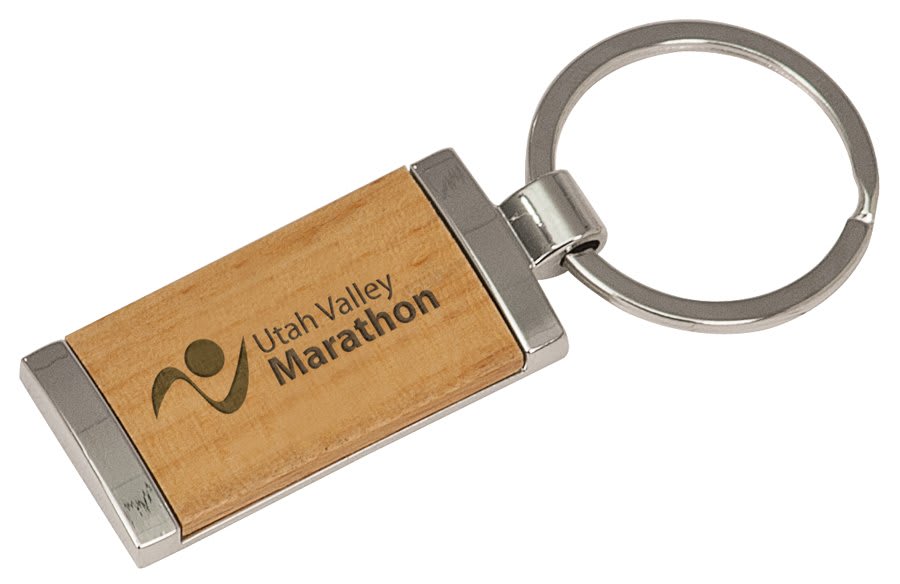 7/8" x 1 7/8"/Wood Laserable Rectangle Keychain