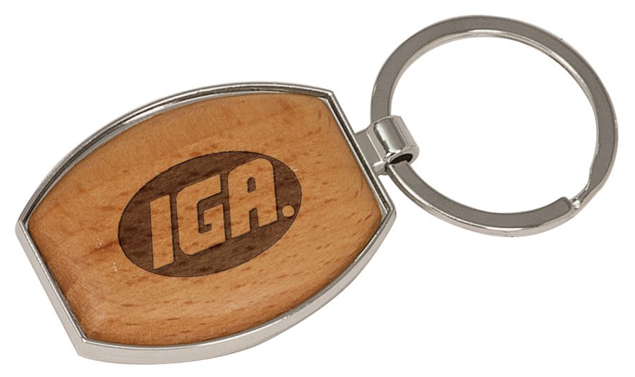 1 1/2" x 1 15/16"/Wood Laserable Oval Keychain