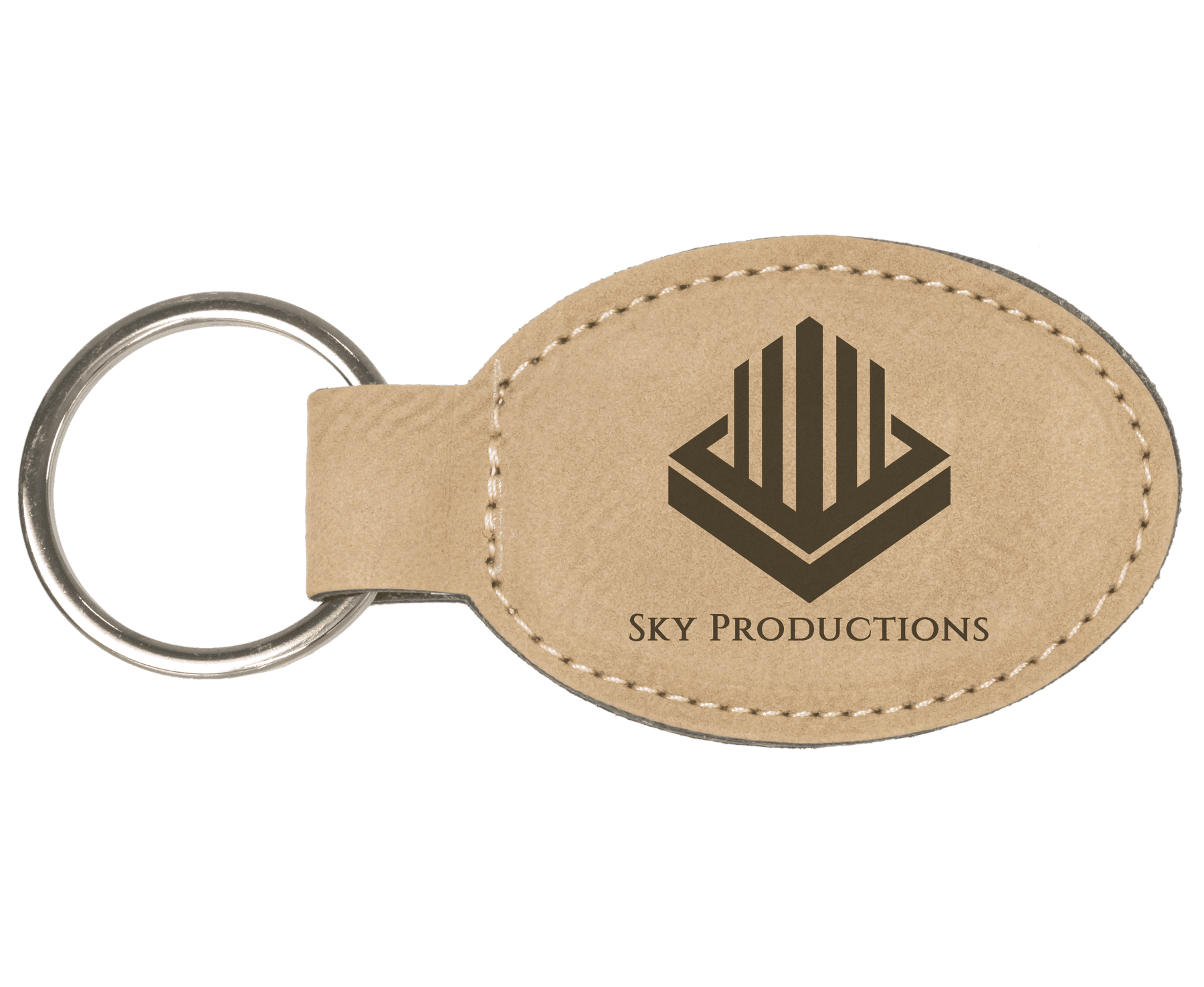 3" x 1 3/4" Light Laserable Leatherette Oval Keychain