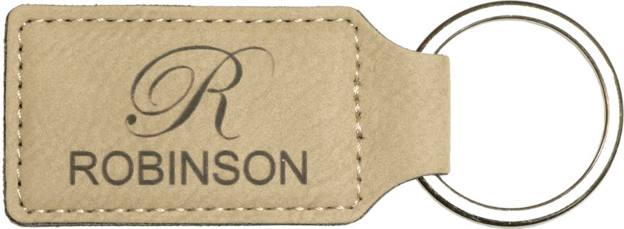 2 3/4" x 1 1/4" Light Laserable Leatherette Rectangle Keychain