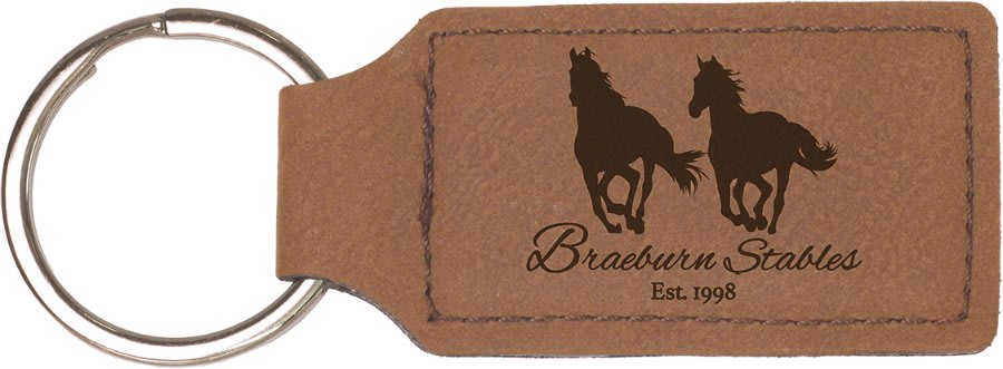 2 3/4" x 1 1/4" Dark Laserable Leatherette Rectangle Keychain