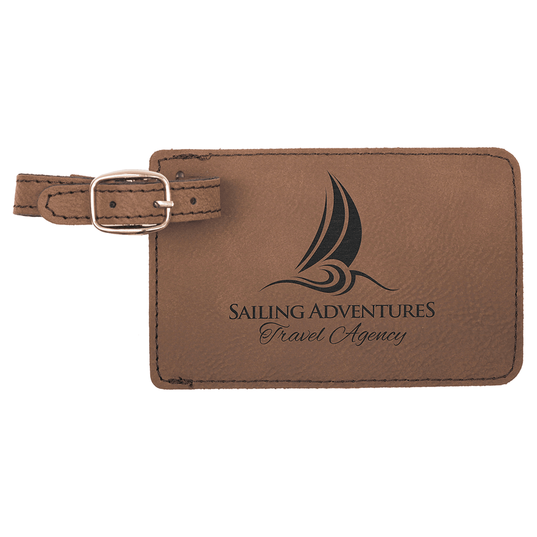 4 1/4" x 2 3/4" Dark Laserable Leatherette Luggage Tag