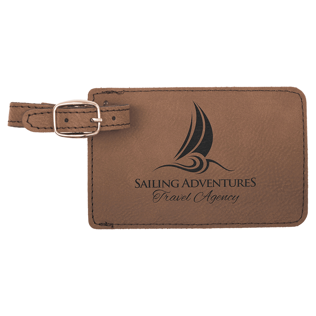 4 1/4" x 2 3/4" Dark Laserable Leatherette Luggage Tag
