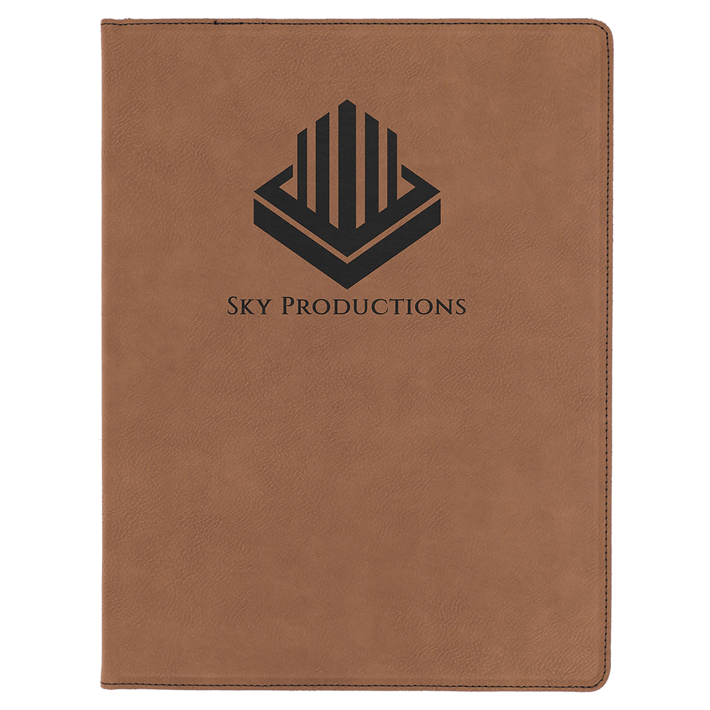 9 1/2" x 12" Dark Laserable Leatherette Portfolio with Notepad