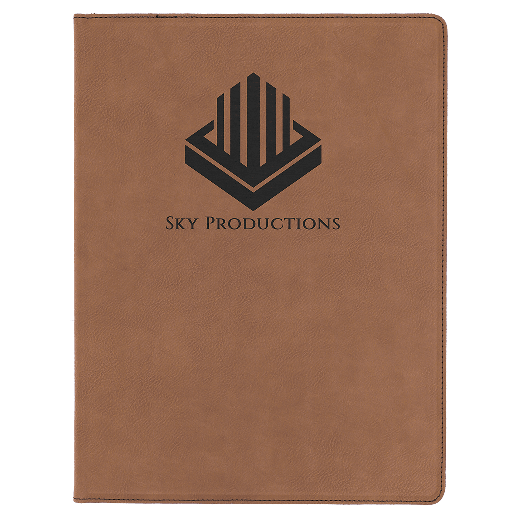9 1/2" x 12" Dark Laserable Leatherette Portfolio with Notepad