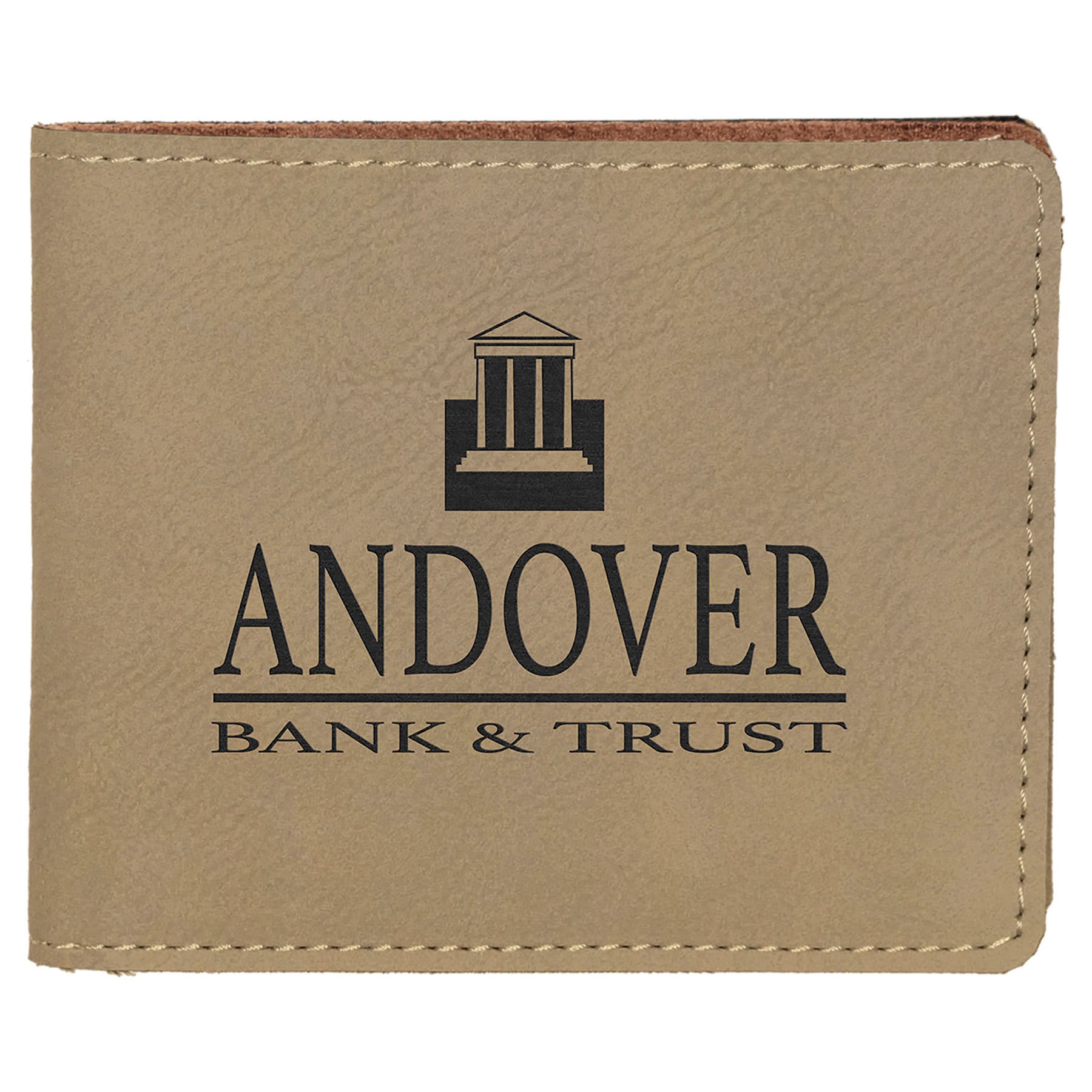 4 1/2" x 3 1/2" Light Laserable Leatherette Bifold Wallet