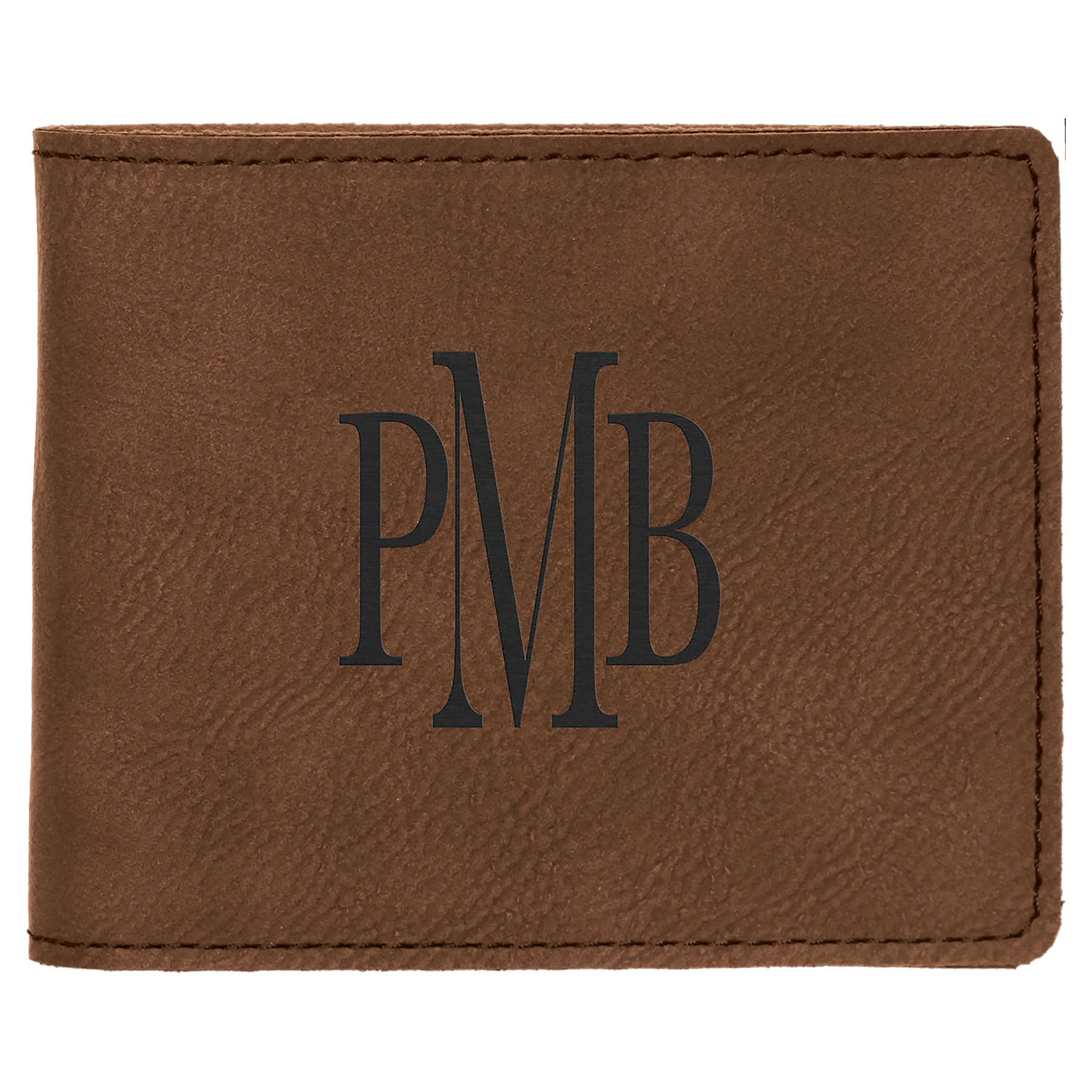4 1/2" x 3 1/2" Dark Laserable Leatherette Bifold Wallet