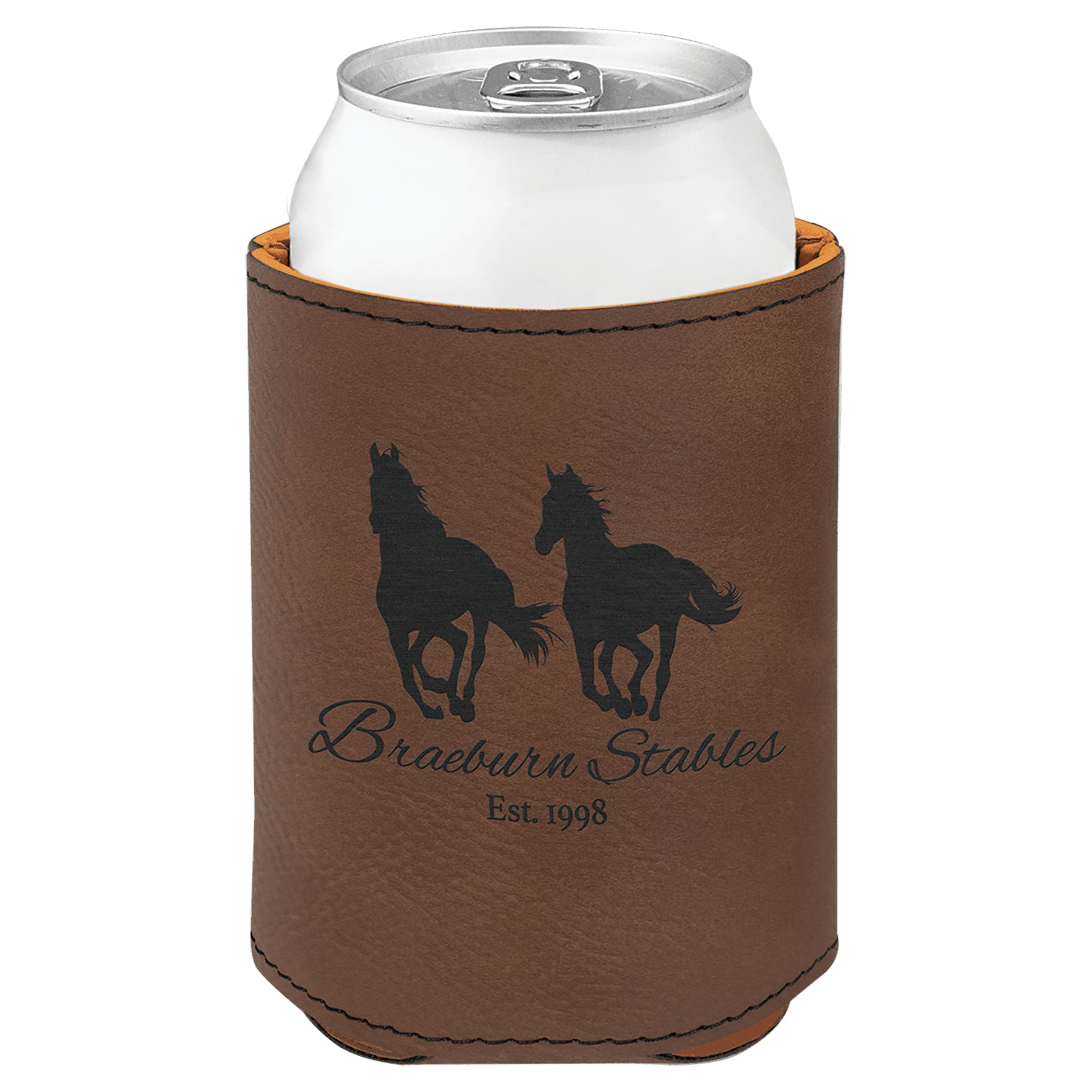 3 3/4" Dark Laserable Leatherette Beverage Holder