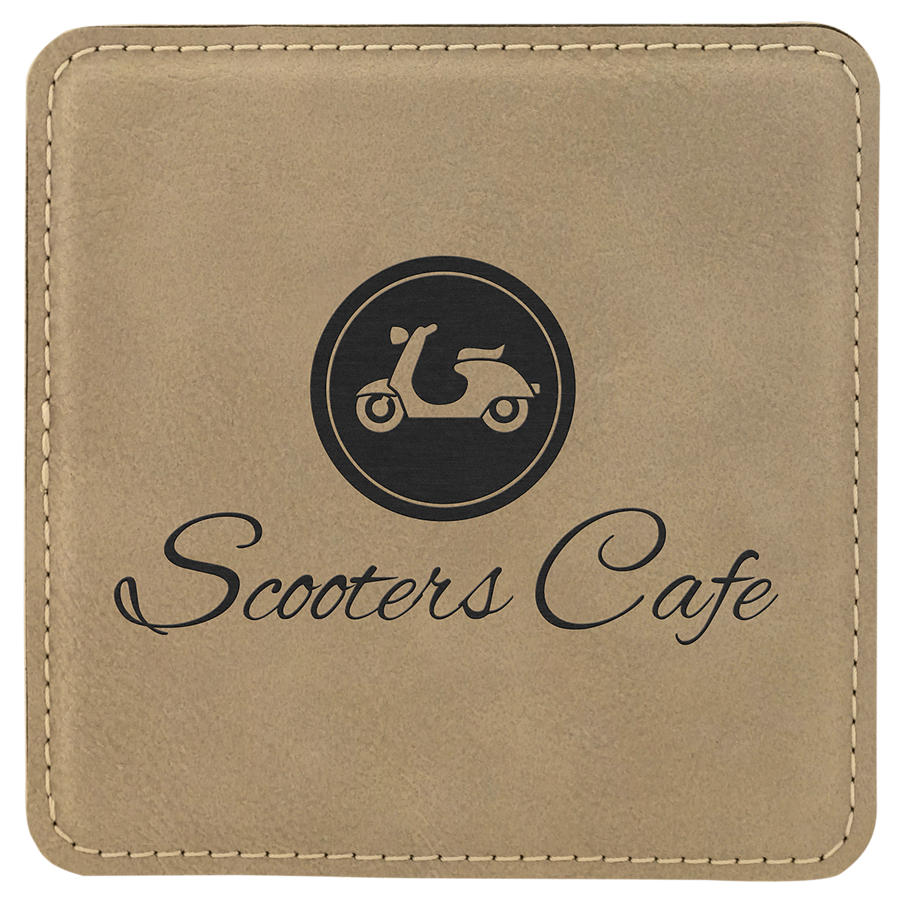 4" x 4" Square Light Laserable Leatherette Coaster