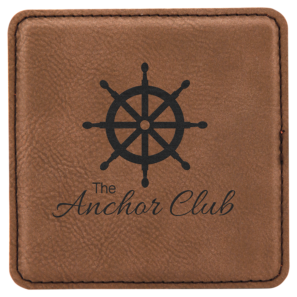 4" x 4" Square Dark Laserable Leatherette Coaster