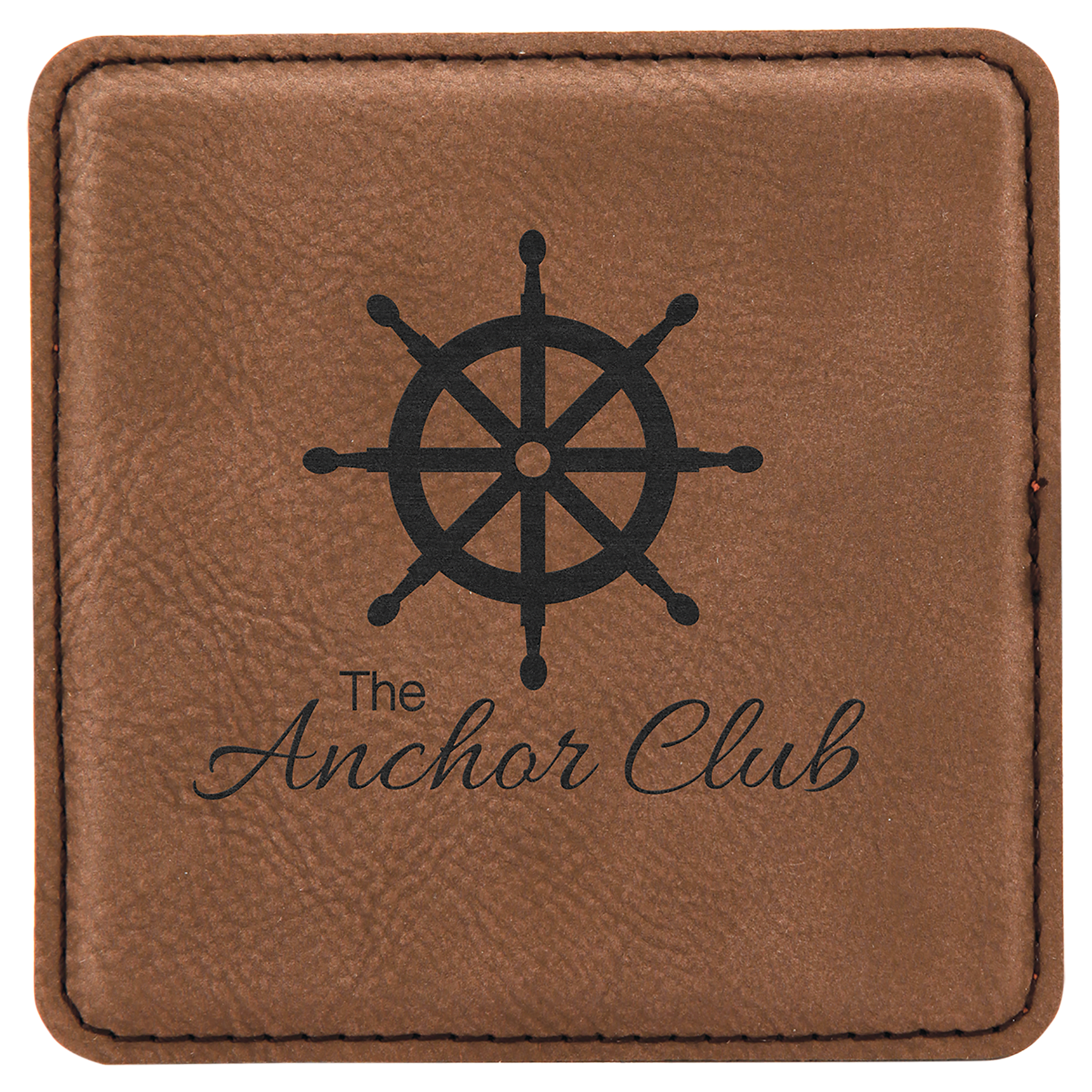 4" x 4" Square Dark Laserable Leatherette Coaster