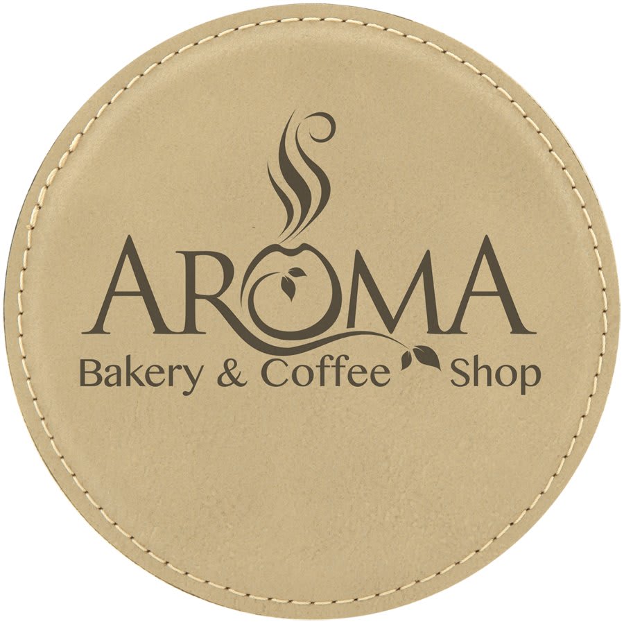 4" Round Light Laserable Leatherette Coaster