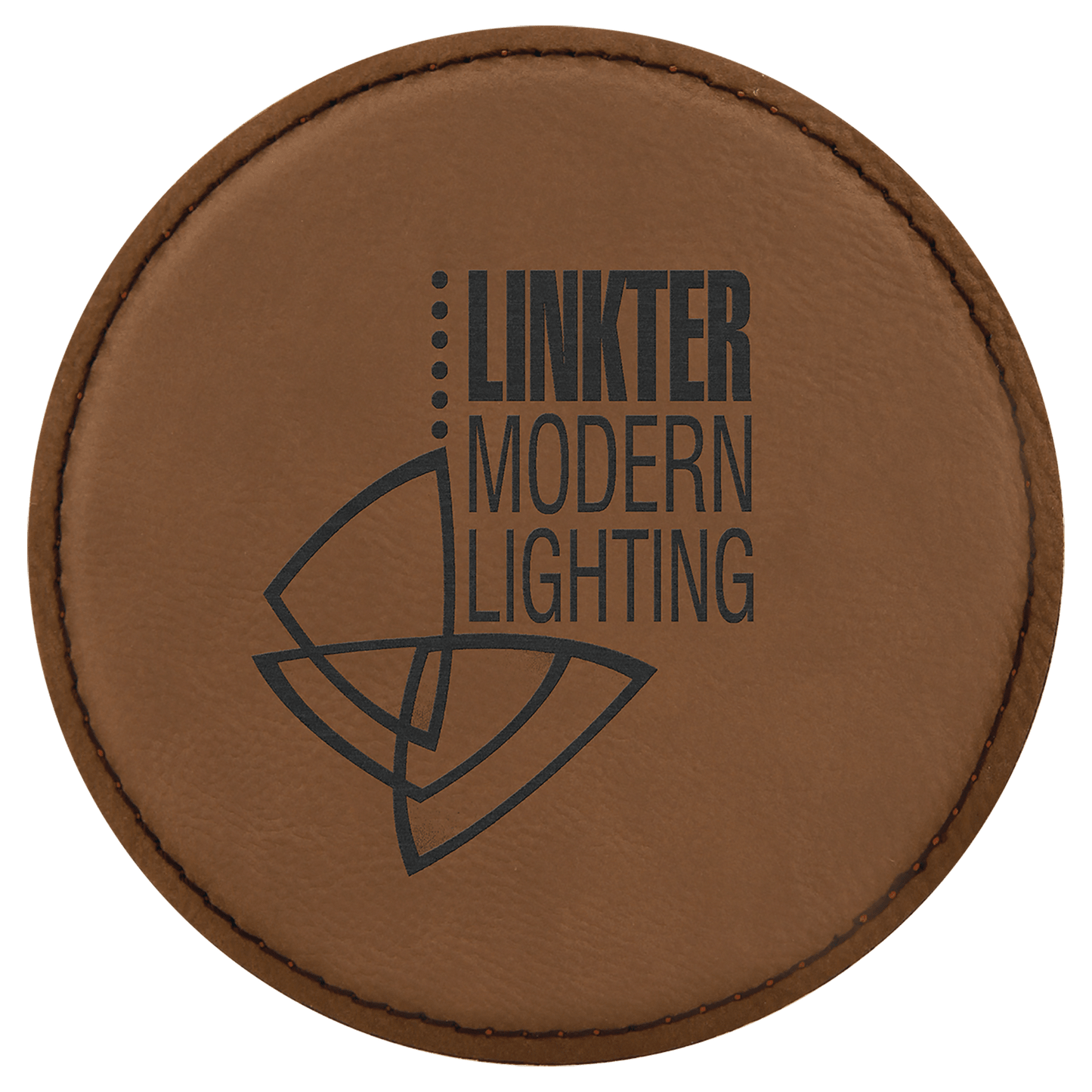 4" Round Dark Laserable Leatherette Coaster
