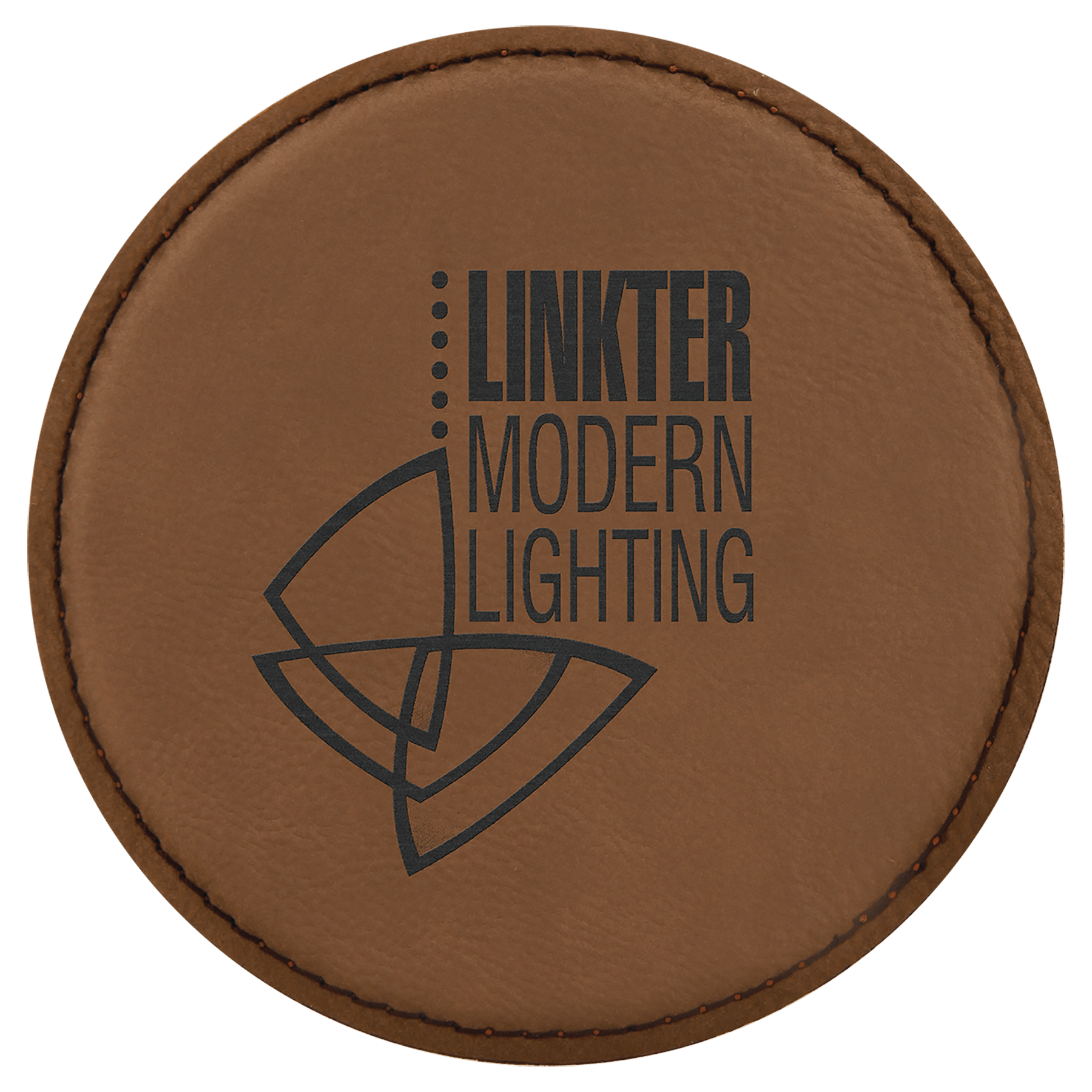 4" Round Dark Laserable Leatherette Coaster