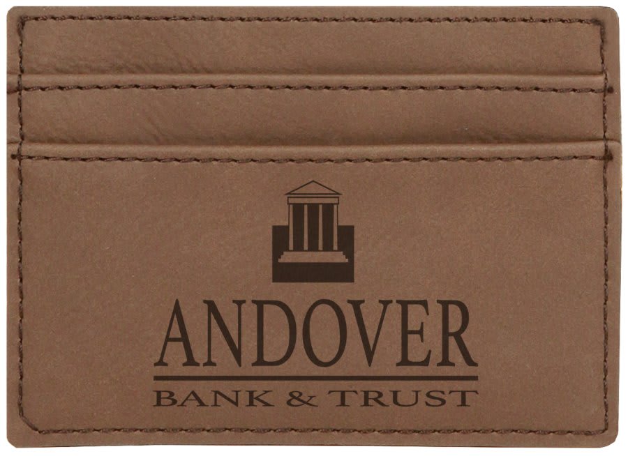 4" x 2 3/4" Dark Laserable Leatherette Wallet Clip