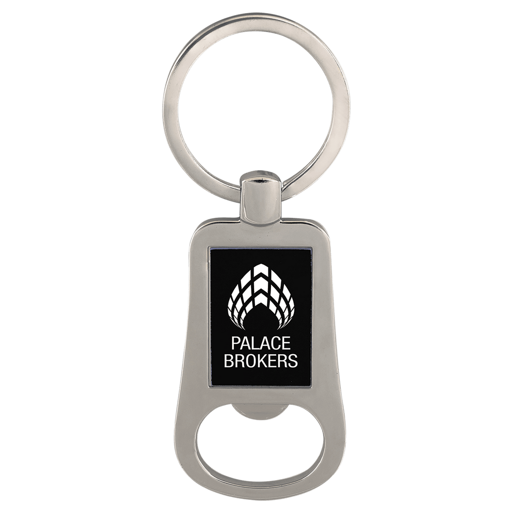 2 1/8"/Black Laserable Bottle Opener Keychain