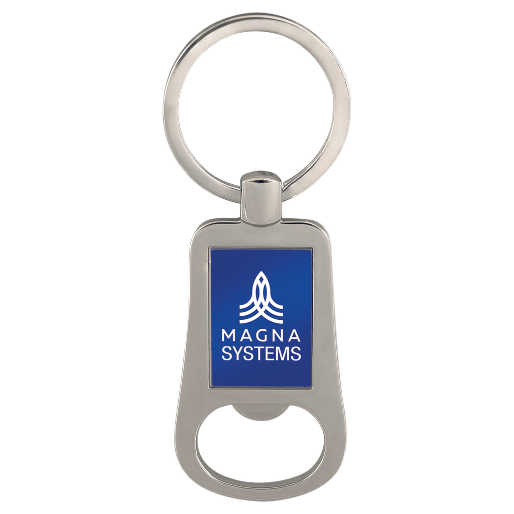 2 1/8"/Blue Laserable Bottle Opener Keychain