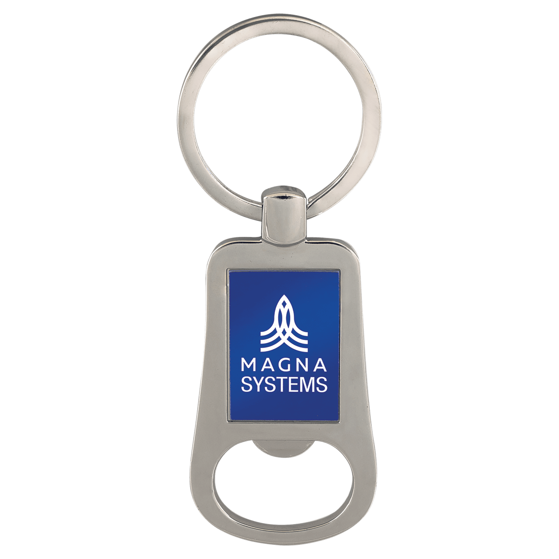 2 1/8"/Blue Laserable Bottle Opener Keychain