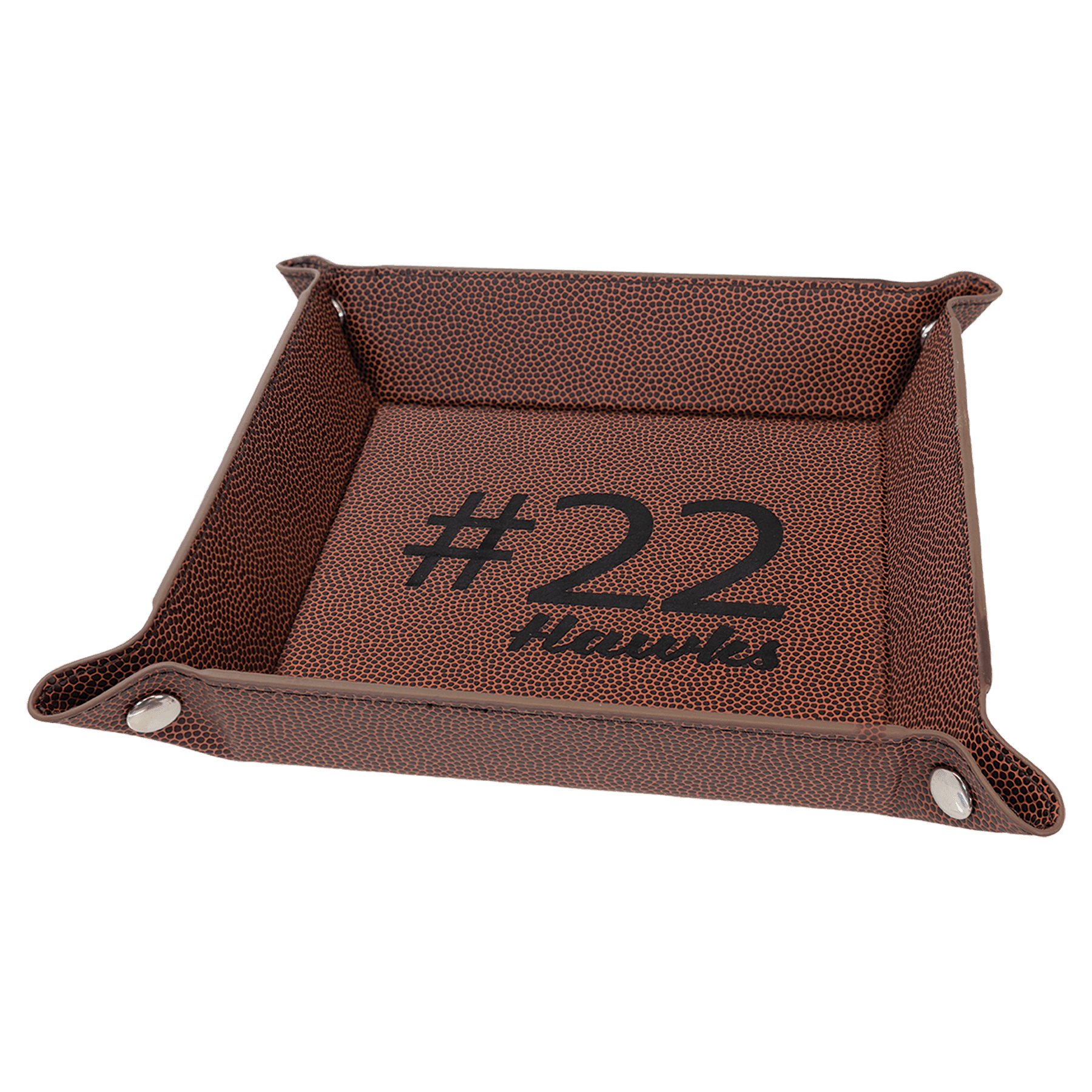 6" x 6" Football Laserable Leatherette Snap Up Tray with Snaps