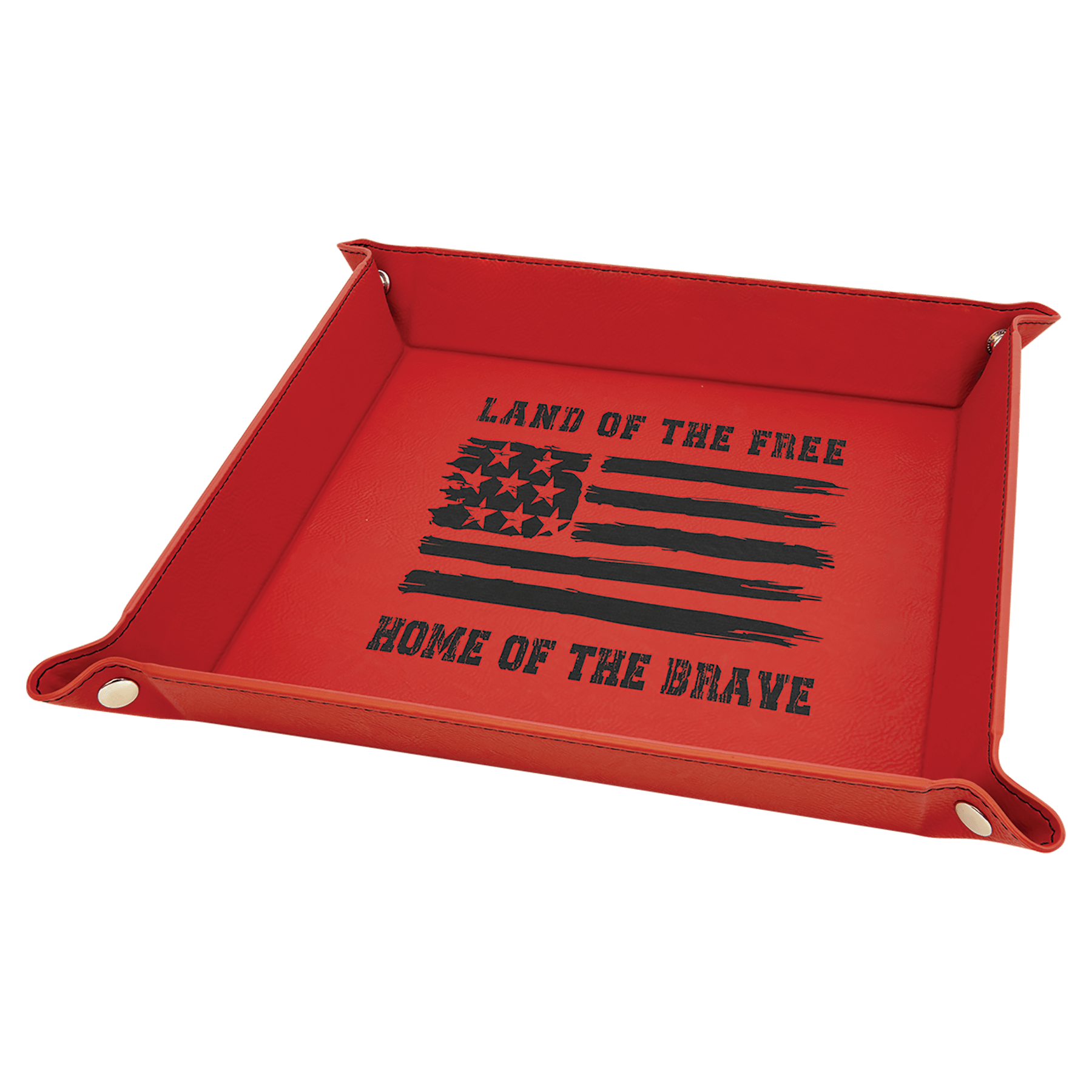 9" x 9" Red Laserable Leatherette Snap Up Tray with Snaps