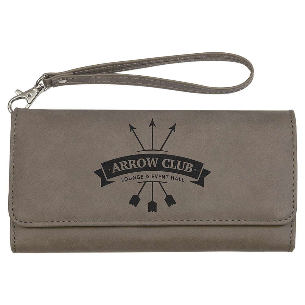7 1/2" x 4" Laserable Leatherette Wallet with Strap