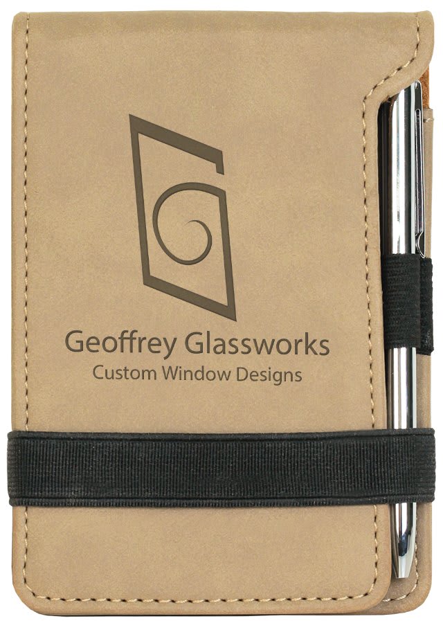3 1/4" x 4 3/4" Light Laserable Leatherette Mini Notepad with Pen