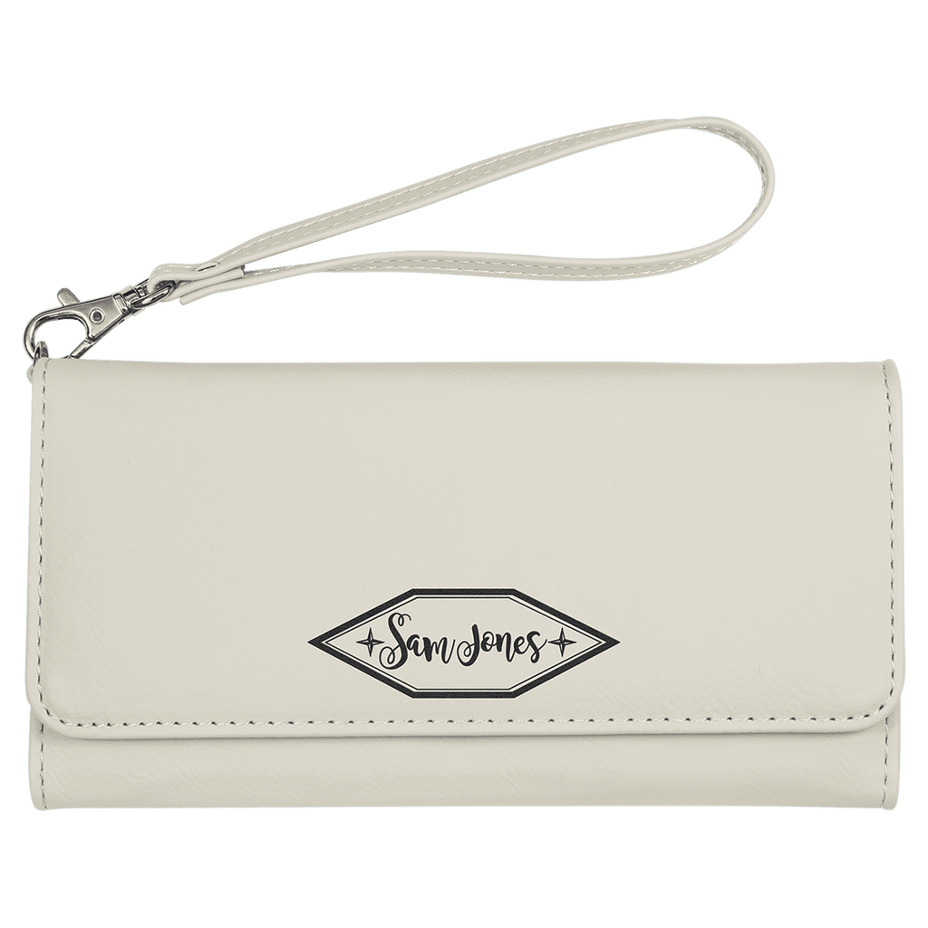 7 1/2" x 4" Laserable Leatherette Wallet with Strap