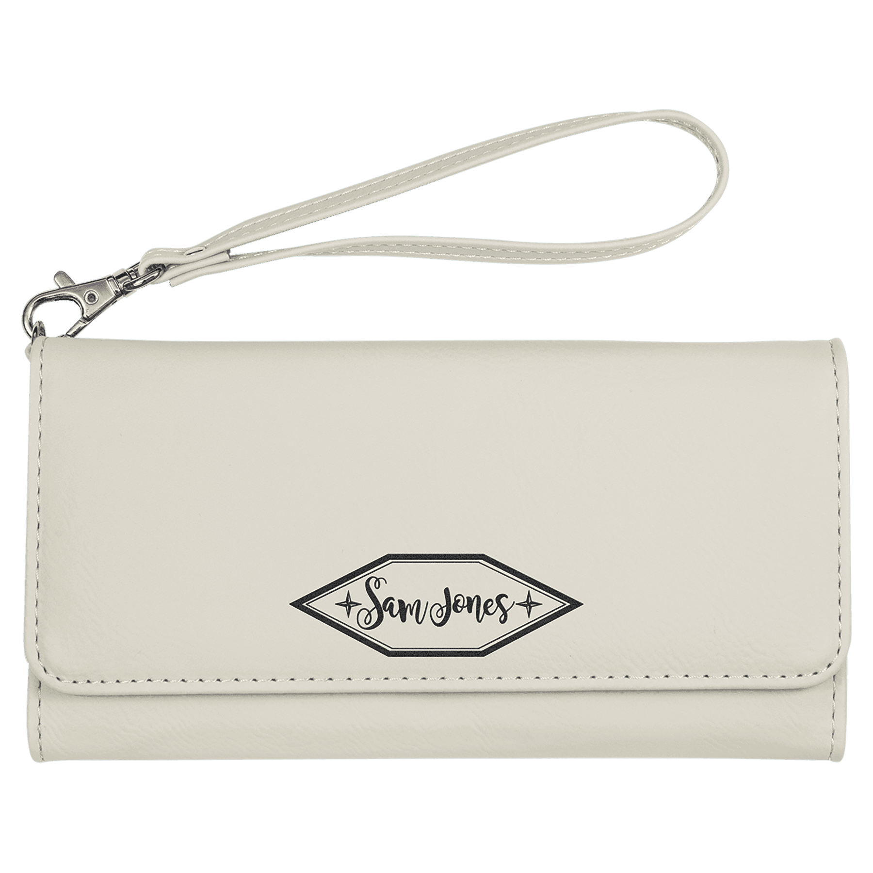 7 1/2" x 4" Laserable Leatherette Wallet with Strap