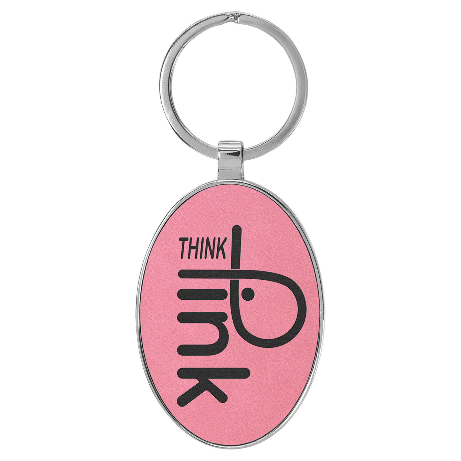 3" x 1 3/4" Laserable Leatherette/Metal Oval Keychain