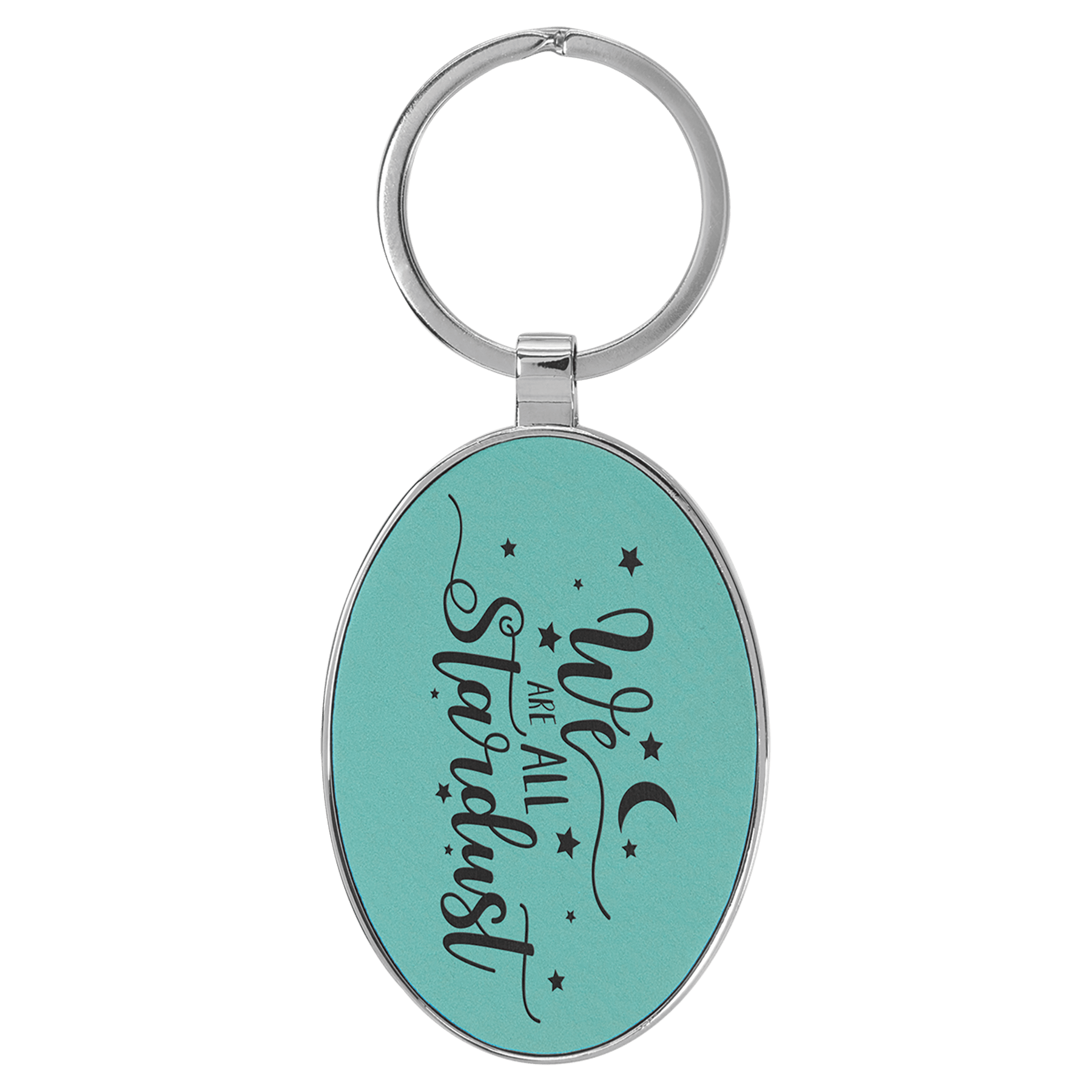 3" x 1 3/4" Laserable Leatherette/Metal Oval Keychain