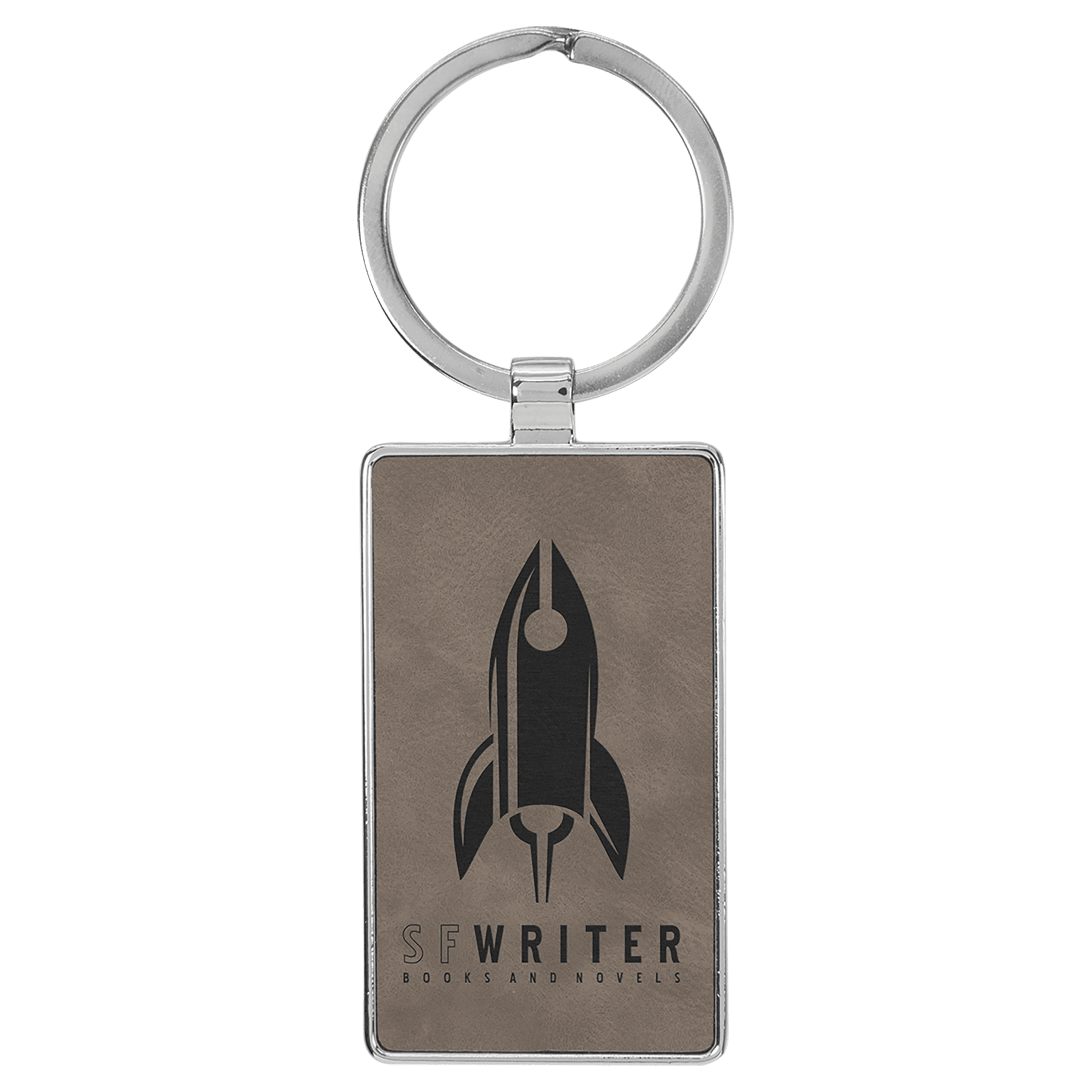 2 3/4" x 1 1/4" Laserable Leatherette/Metal Rectangle Keychain