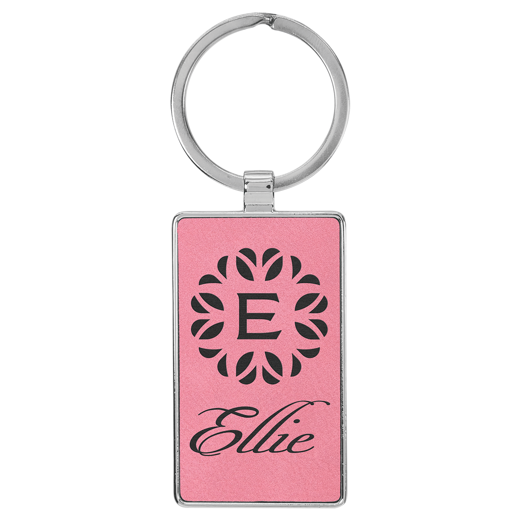 2 3/4" x 1 1/4" Laserable Leatherette/Metal Rectangle Keychain