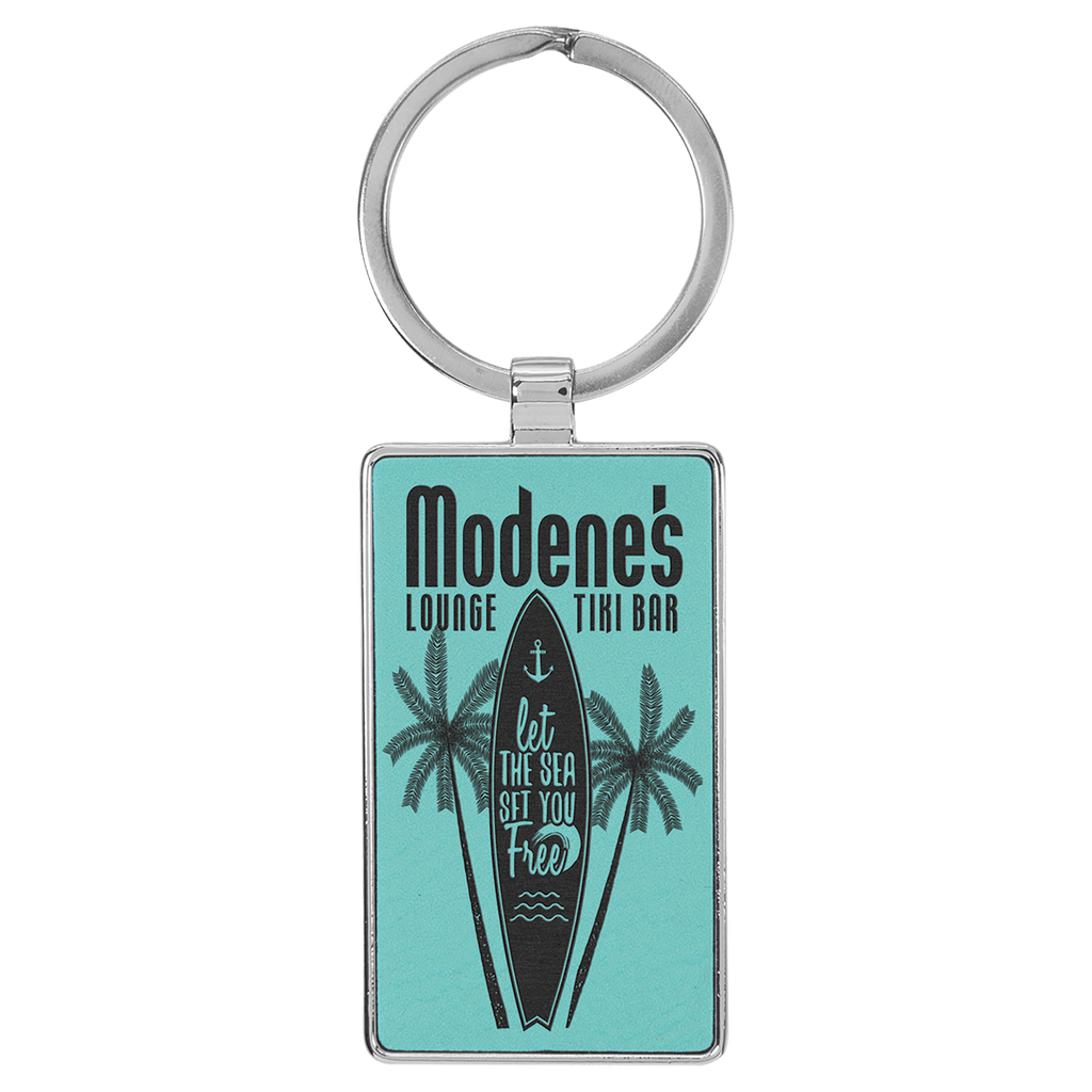 2 3/4" x 1 1/4" Laserable Leatherette/Metal Rectangle Keychain