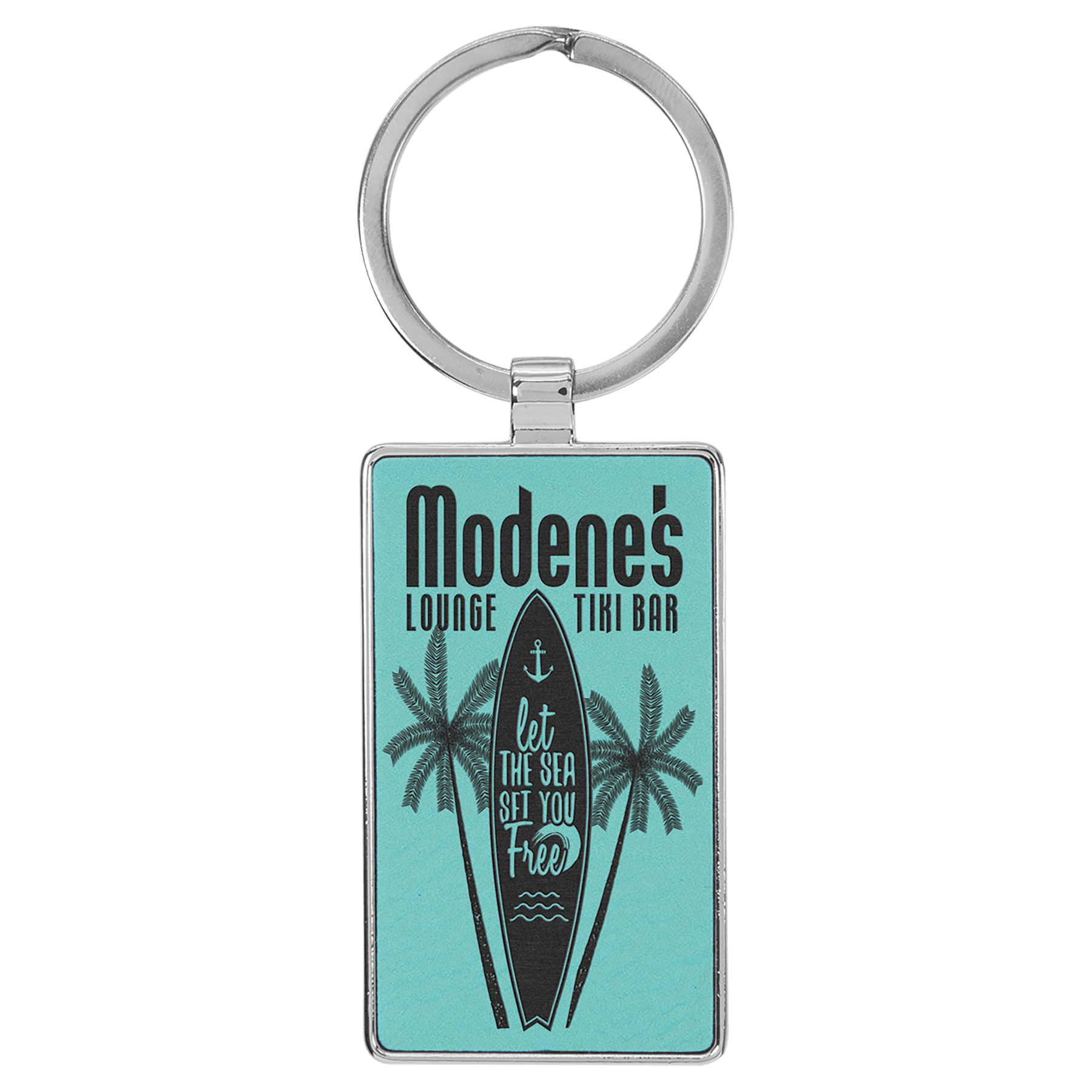 2 3/4" x 1 1/4" Laserable Leatherette/Metal Rectangle Keychain