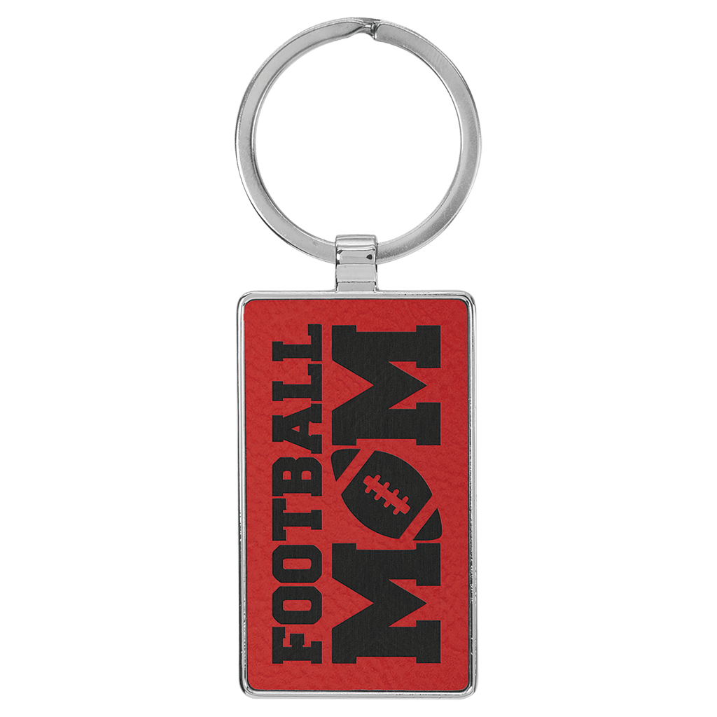 2 3/4" x 1 1/4" Laserable Leatherette/Metal Rectangle Keychain