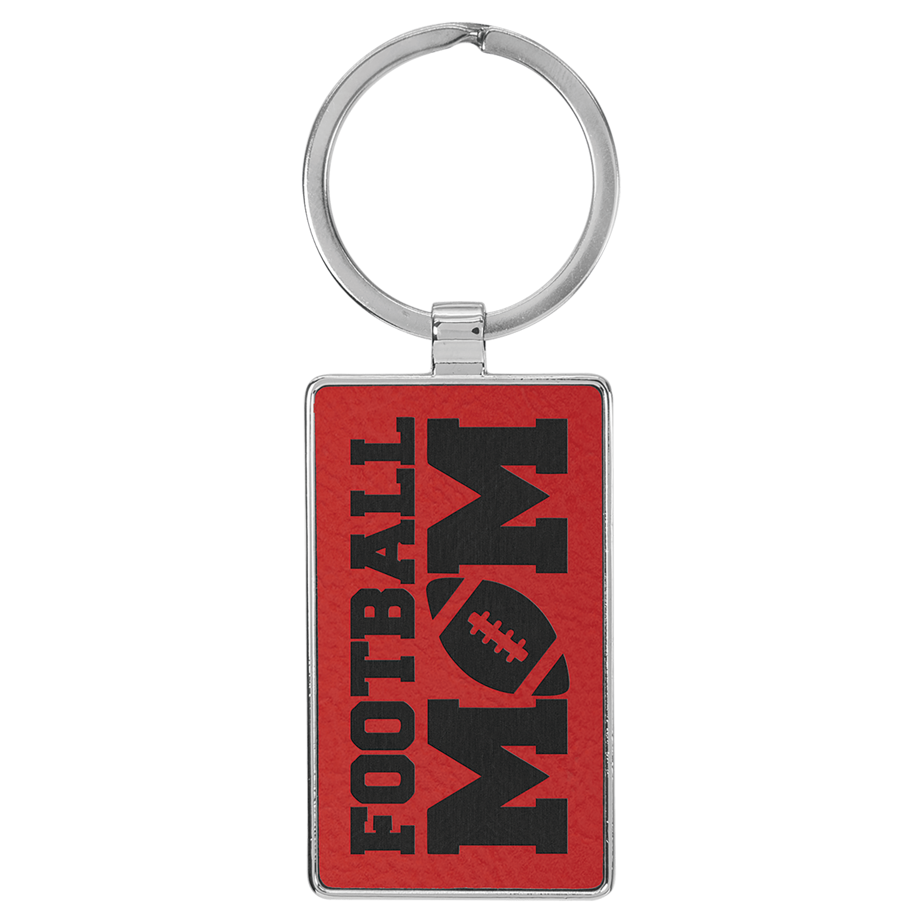 2 3/4" x 1 1/4" Laserable Leatherette/Metal Rectangle Keychain