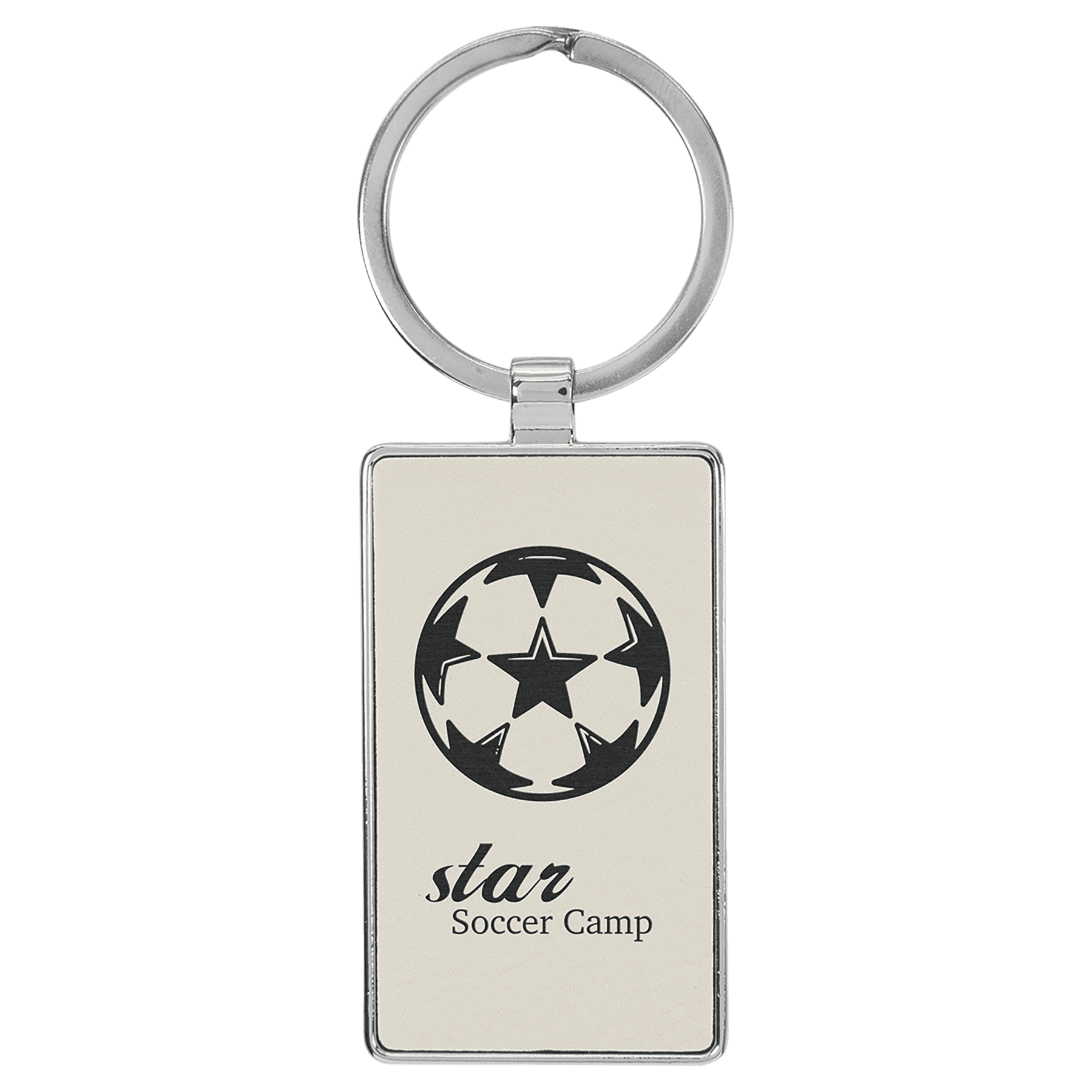 2 3/4" x 1 1/4" Laserable Leatherette/Metal Rectangle Keychain