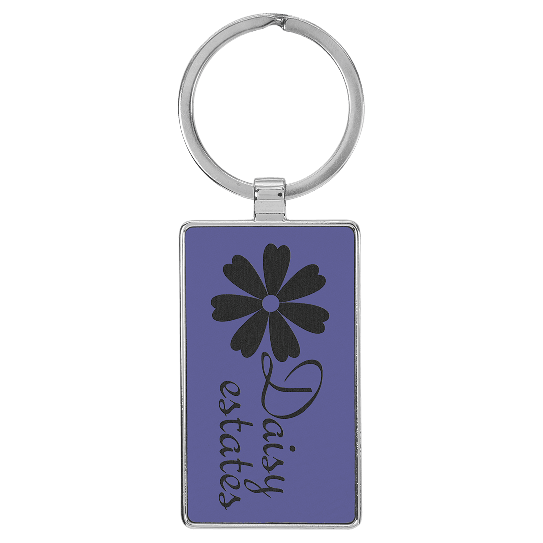2 3/4" x 1 1/4" Laserable Leatherette/Metal Rectangle Keychain