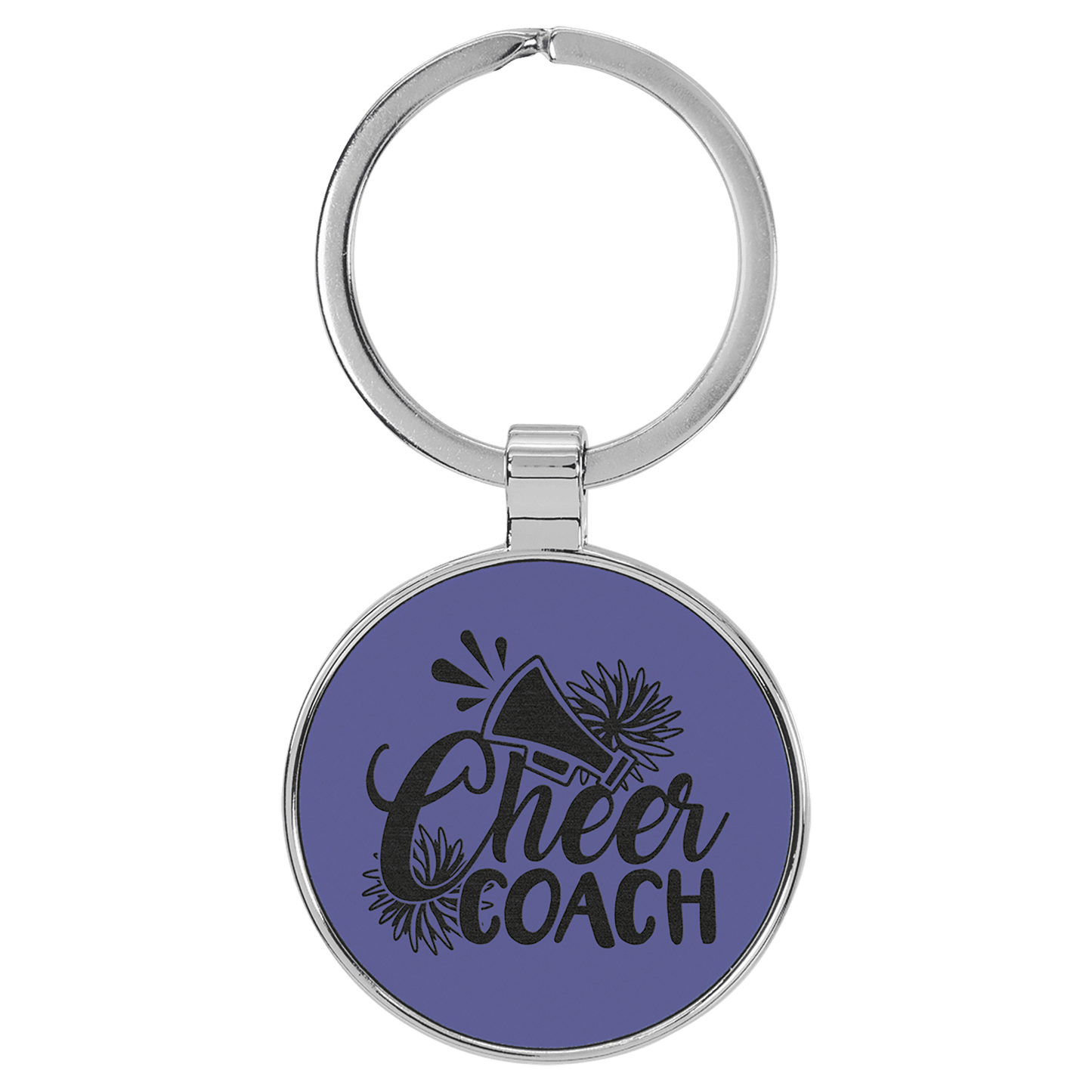 1 1/2" Laserable Leatherette/Metal Round Keychain