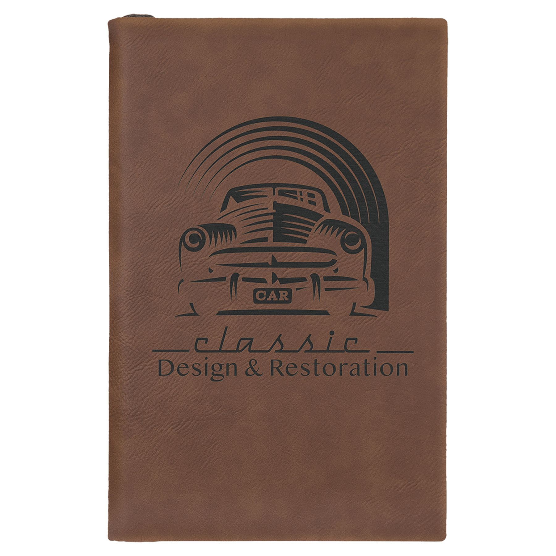 5 1/4" x 8 1/4" Dark Laserable Leatherette Sketch Book with Unlined Notepad